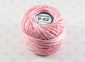 Пряжа Ирис меланж 100% хлопок 10г 82м Р-02 бл.розовый-белый